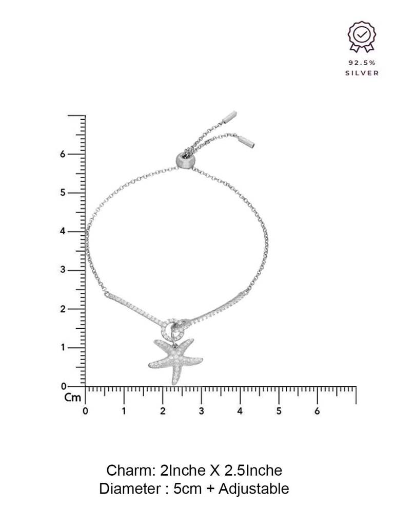 Sterling Silver Starfish Diamond Laced Tennis Adjustable Bracelet : BRSL125-S-NA