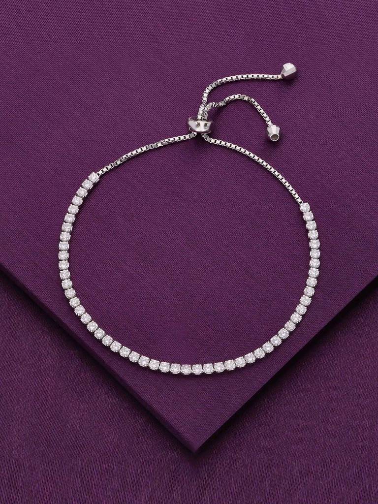 Sterling Silver Solitaire Classic Round Tennis Adjustable Bracelet : BRSL127-S-NA