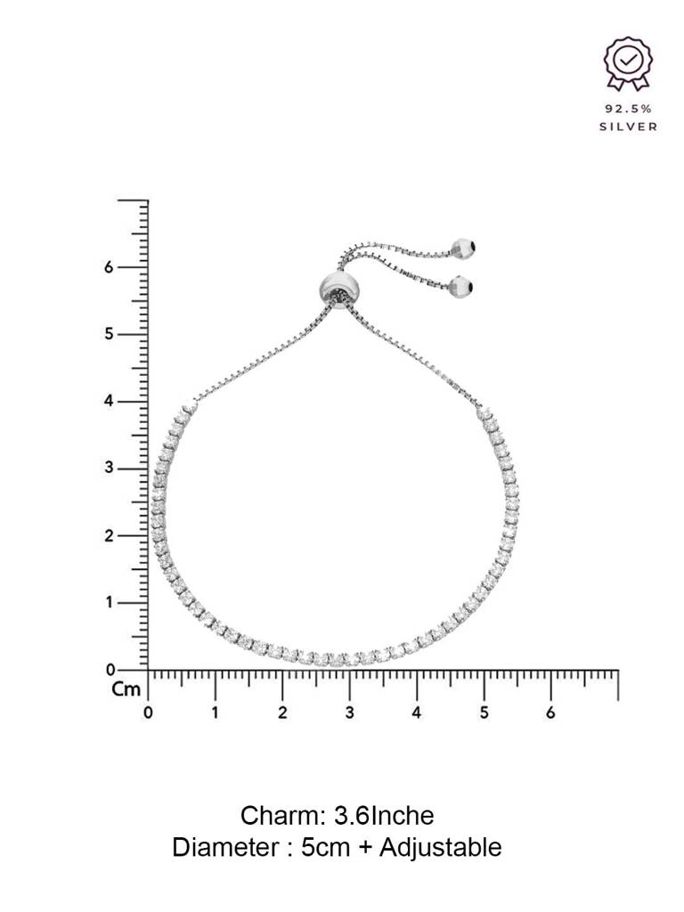 Sterling Silver Solitaire Classic Round Tennis Adjustable Bracelet : BRSL127-S-NA