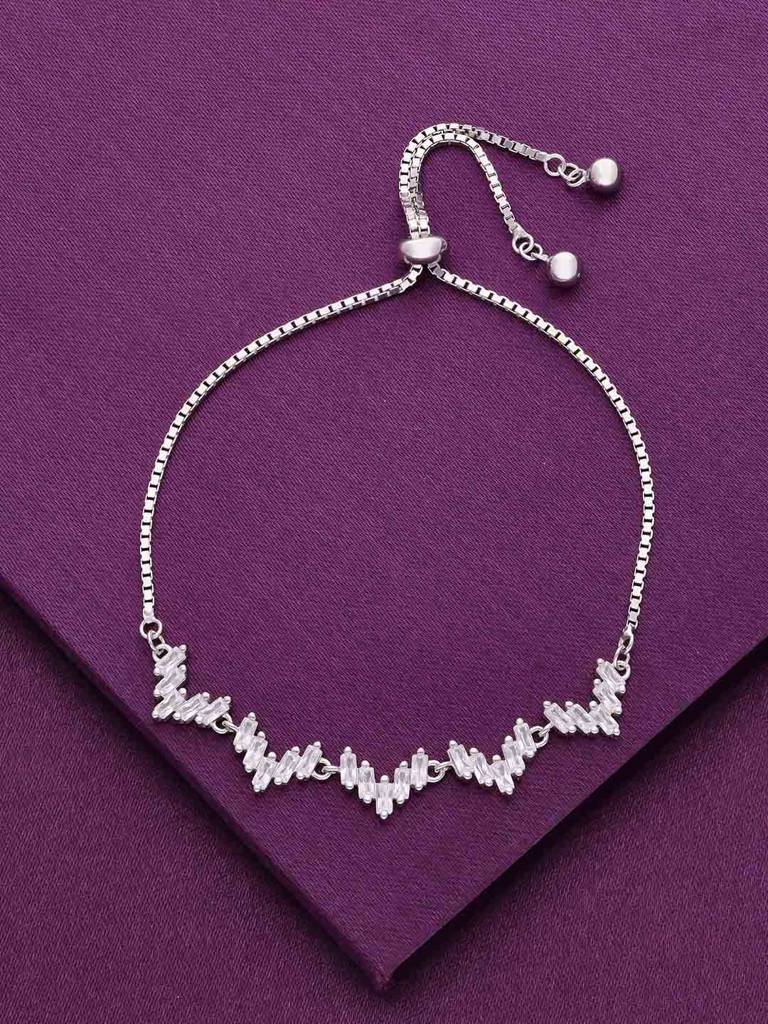 Sterling Silver The Queen Of Hearts Line Adjustable Bracelet : BRSL138-S-NA