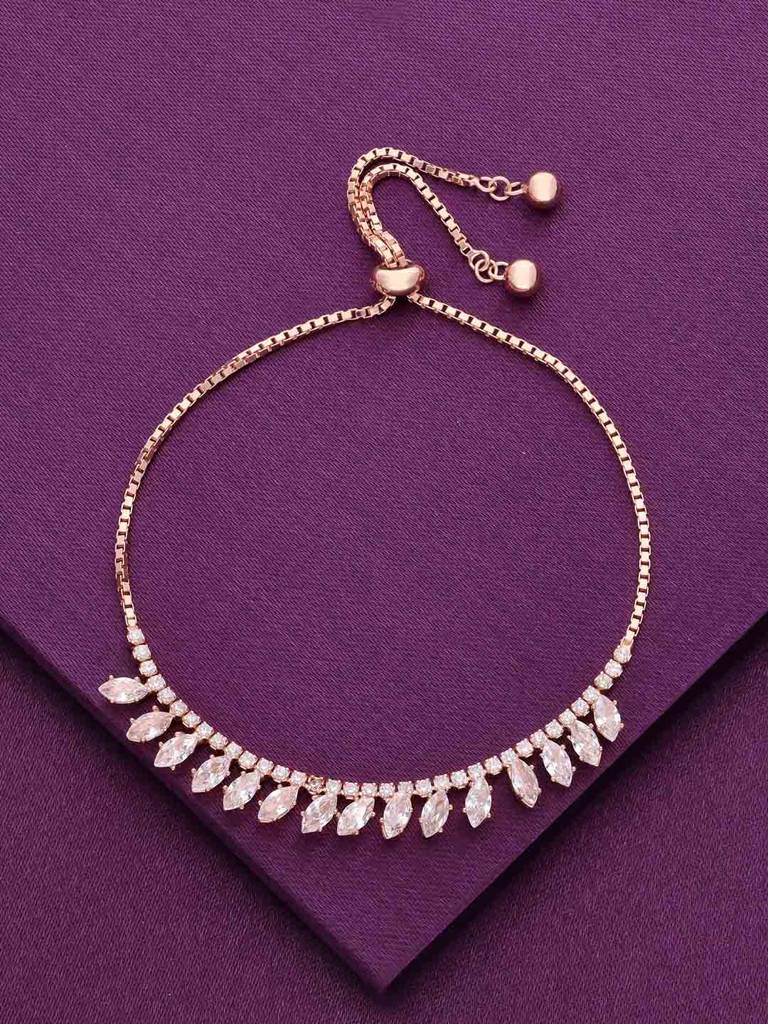 Sterling Silver Rose Gold Bling Of Sophistication Adjustable Bracelet : BRSL139-RG-NA