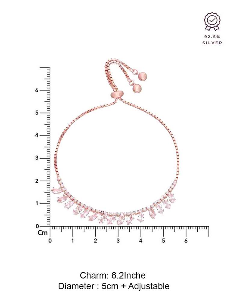 Sterling Silver Rose Gold Bling Of Sophistication Adjustable Bracelet : BRSL139-RG-NA