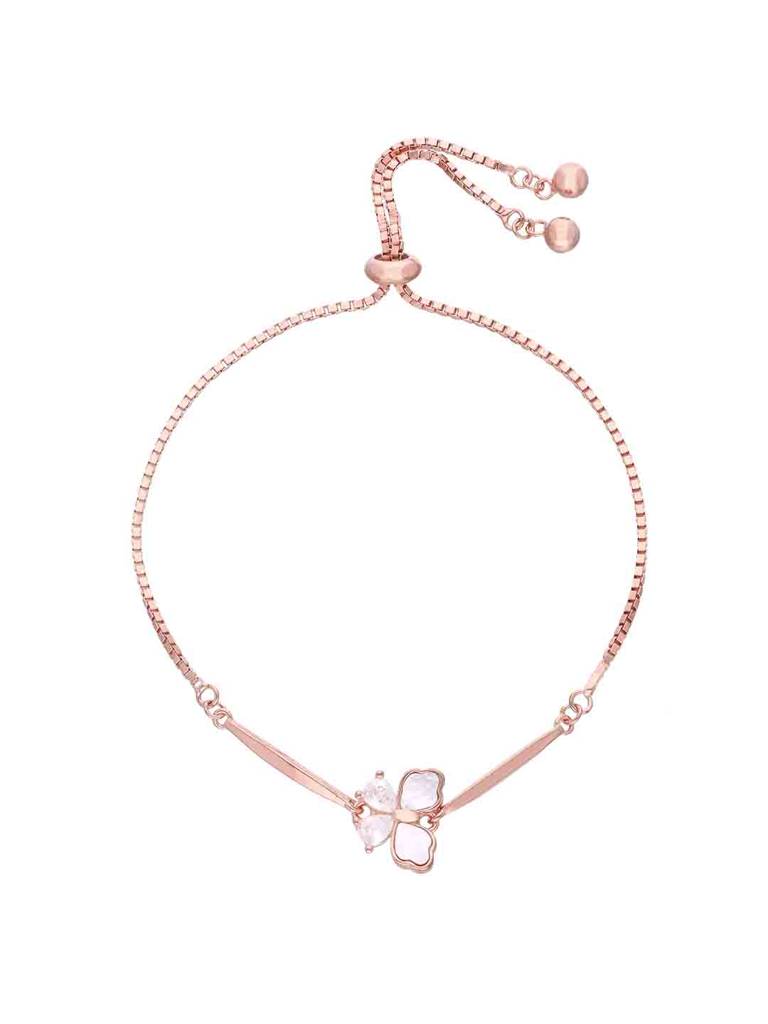 Sterling Silver Rose Gold Mother Of Pearl Butterfly Bracelet : BRSL149-RG-NA