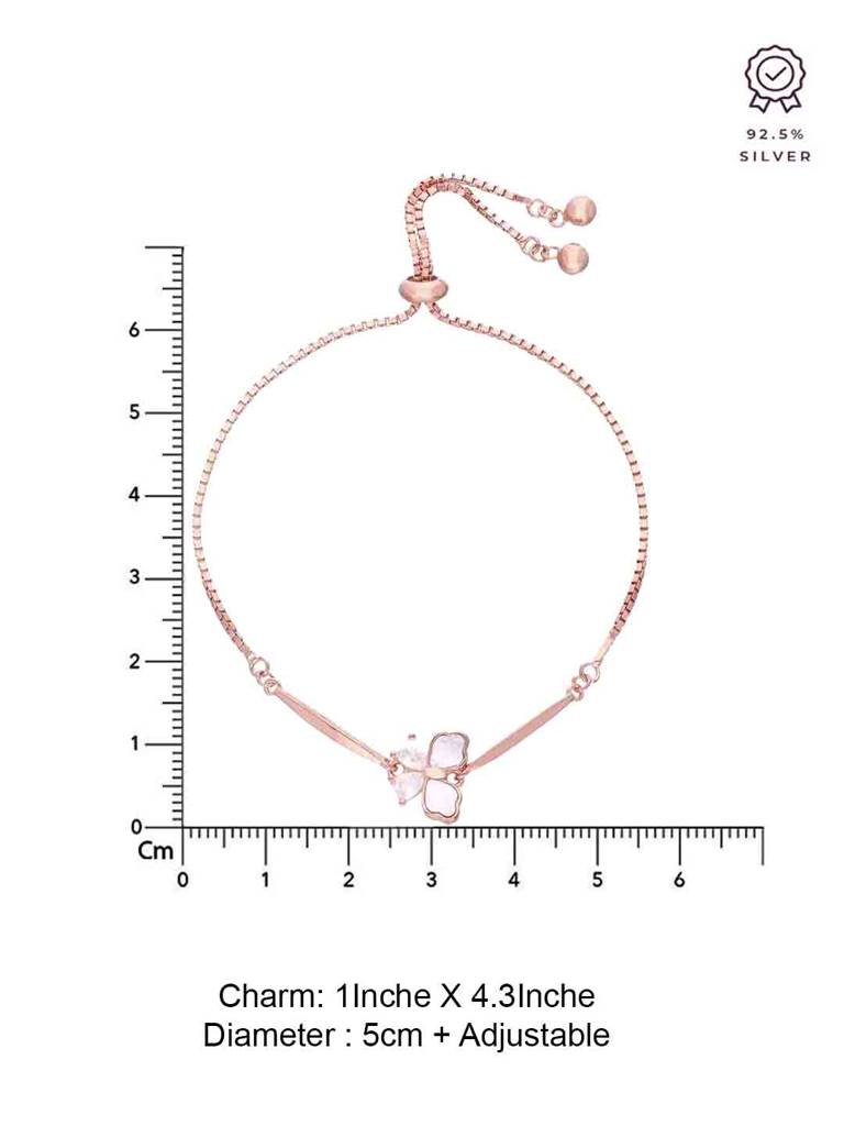 Sterling Silver Rose Gold Mother Of Pearl Butterfly Bracelet : BRSL149-RG-NA
