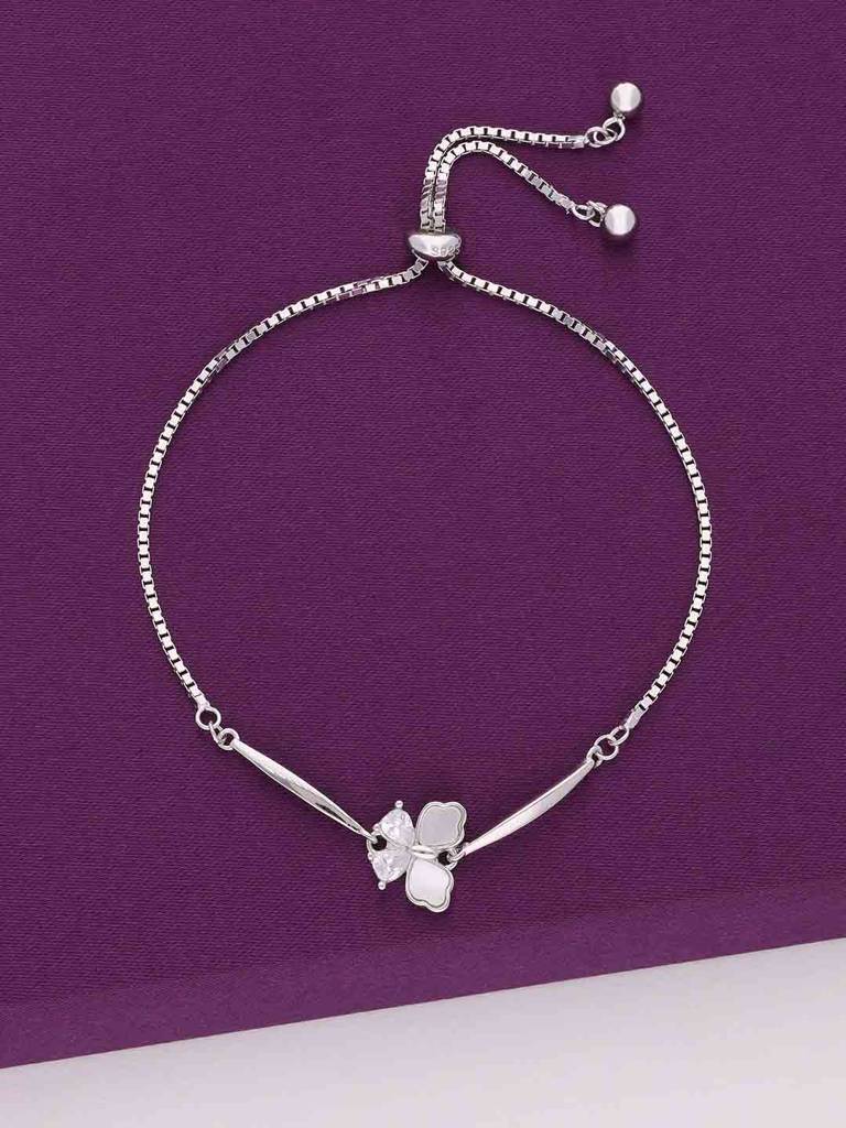 Sterling Silver Mother Of Pearl Butterfly Bracelet : BRSL149-S-NA