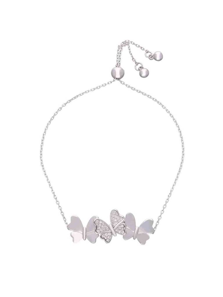 Sterling Silver Zircon Studded Butterfly Bracelet : BRSL150-S-NA