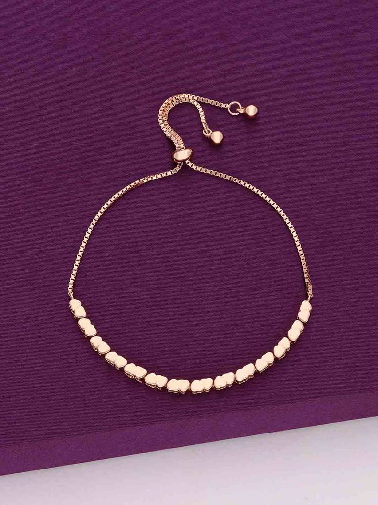Sterling Silver Rose Gold Twin Heart Bracelet : BRSL151-RG-NA
