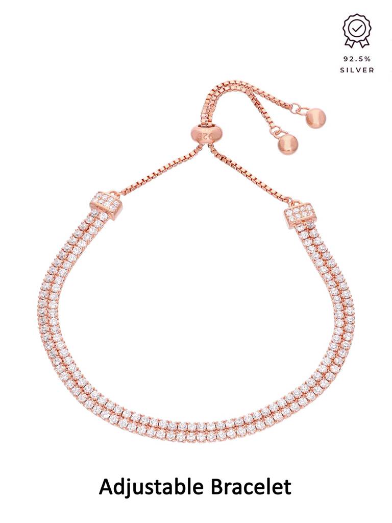 925 Silver Minimalistic Slider Tennis Bracelet : BRSL152-RG-NA