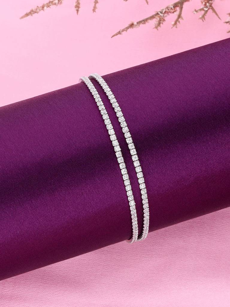 925 Silver Minimalistic Slider Tennis Bracelet : BRSL152-S-NA