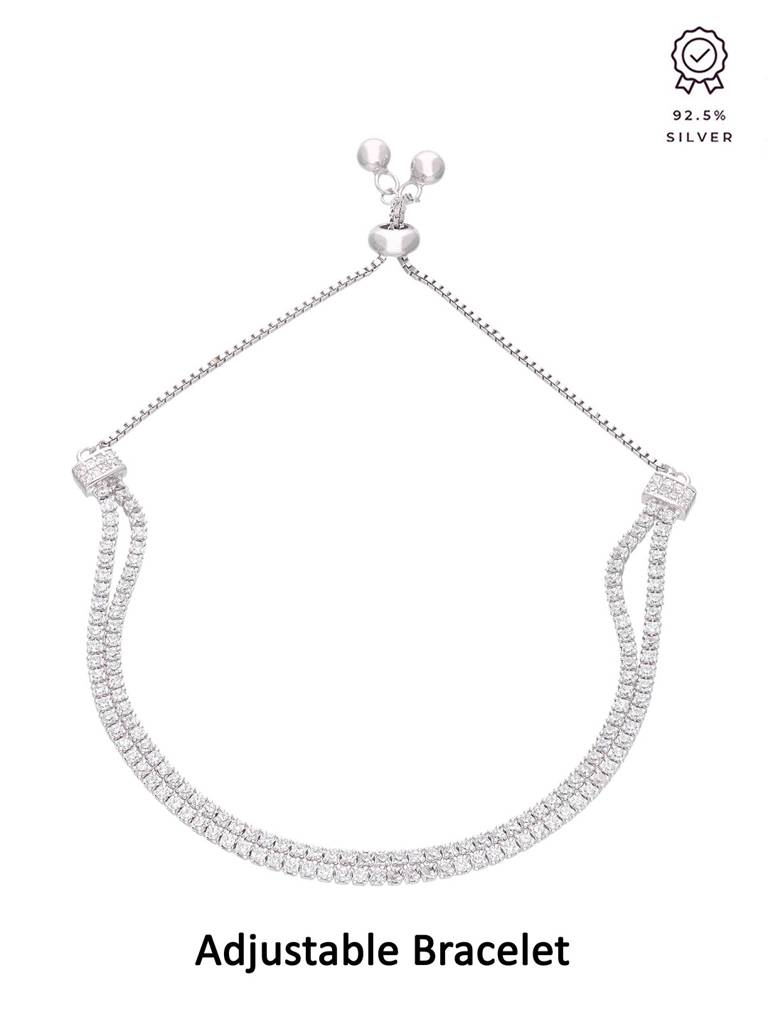 925 Silver Minimalistic Slider Tennis Bracelet : BRSL152-S-NA