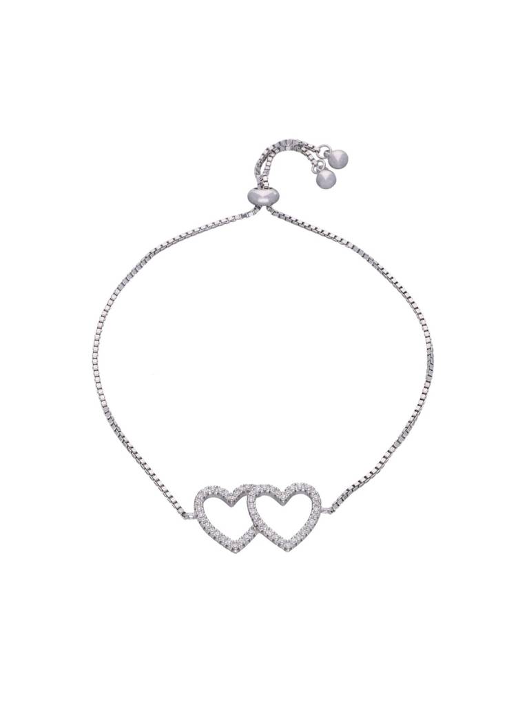 Sterling Silver Twinning Hearts Link Adjustable Bracelet : BRSL65-S-NA