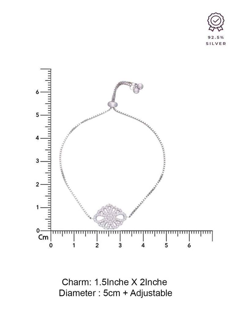 Sterling Silver The Flower Diamante Adjustable Bracelet : BRSL69-S-NA