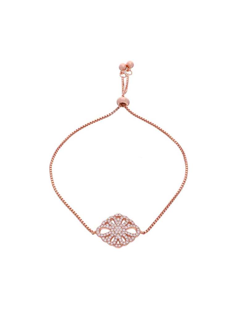 Sterling Silver Rose Gold The Flower Diamante Adjustable Bracelet : BRSL70-RG-NA