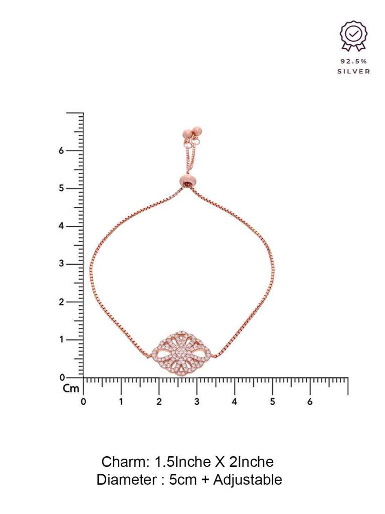 Sterling Silver Rose Gold The Flower Diamante Adjustable Bracelet : BRSL70-RG-NA