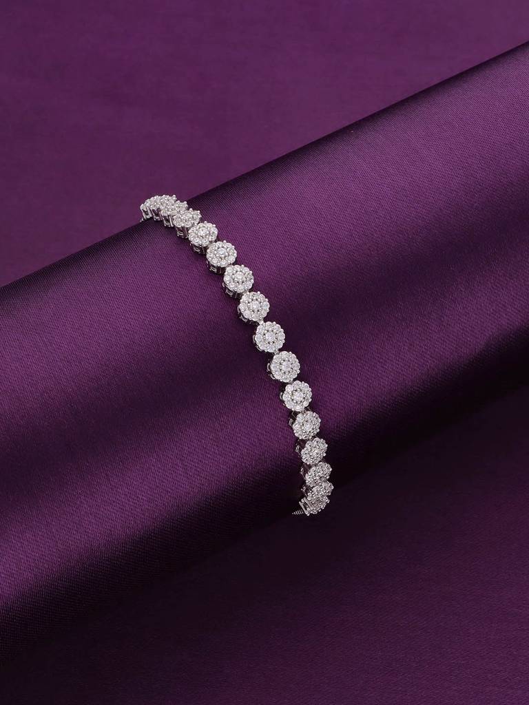 Sterling Silver Flowery Elegance Diamond Adjustable Bracelet : BRSL71-S-NA