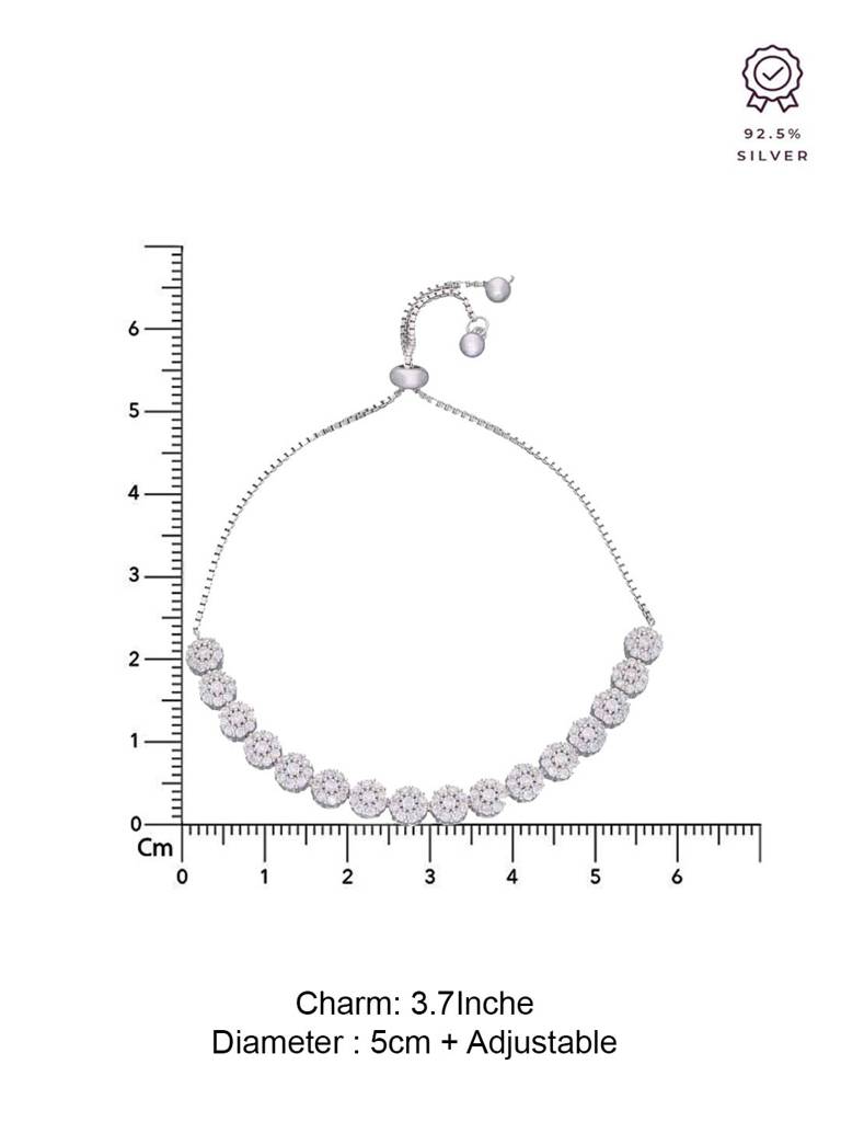 Sterling Silver Flowery Elegance Diamond Adjustable Bracelet : BRSL71-S-NA