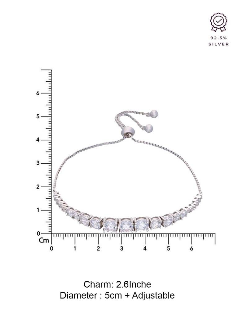 Sterling Silver Solitaire Tennis Diamond Bolo Adjustable Bracelet : BRSL75-S-NA
