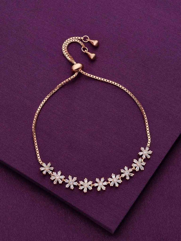 Sterling Silver Rose Gold A Gem Of Sophistication Adjustable Bracelet : BRSL78-RG-NA