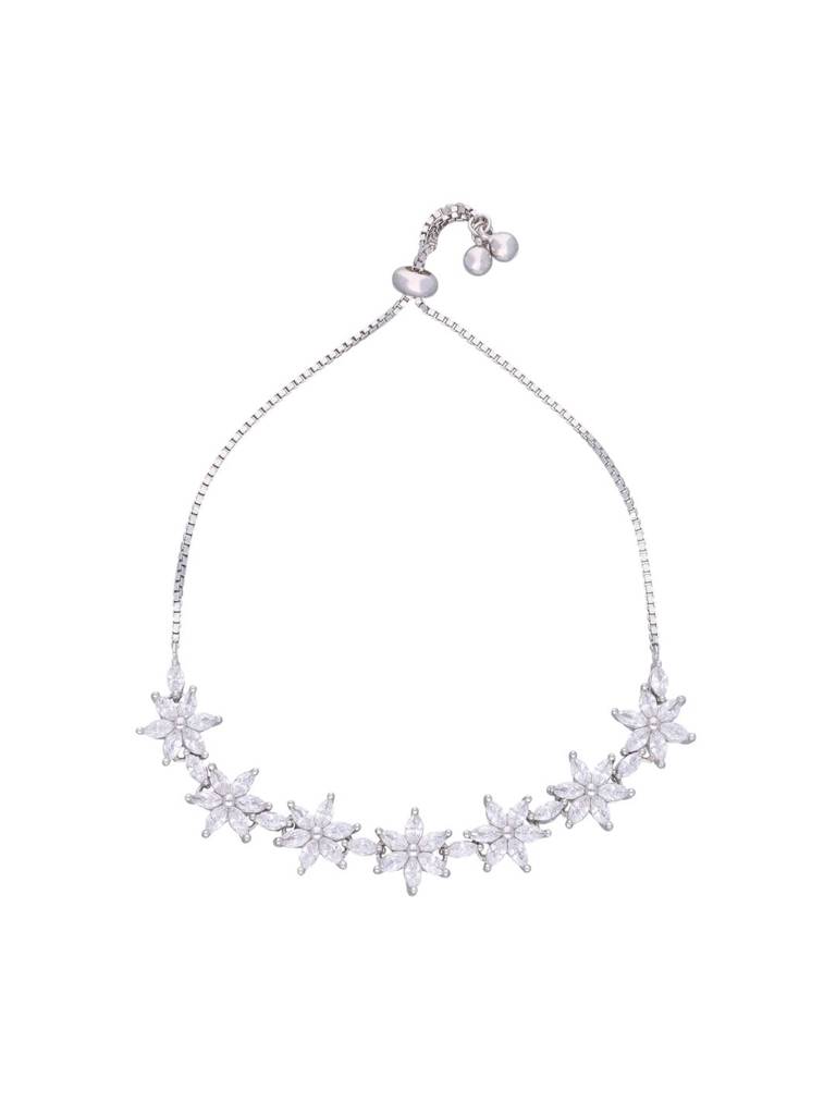 Sterling Silver The Floral Edge Adjustable Bracelet : BRSL79-S-NA