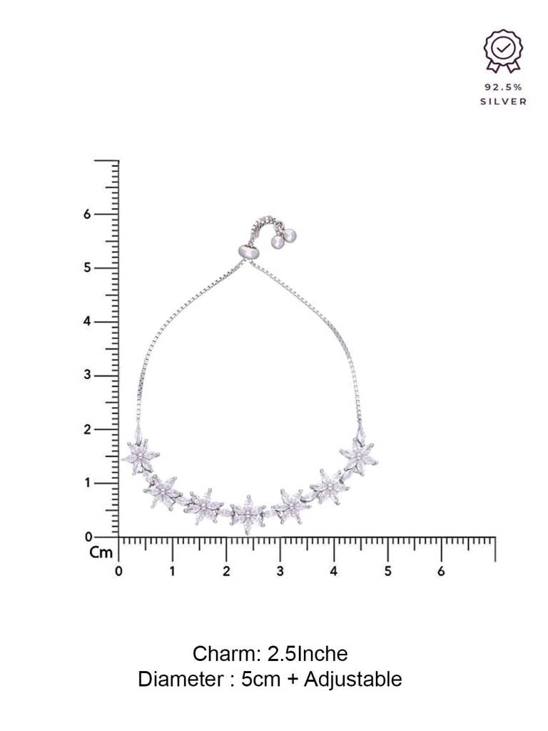 Sterling Silver The Floral Edge Adjustable Bracelet : BRSL79-S-NA