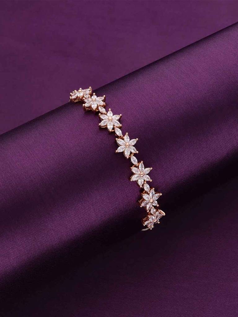 Sterling Silver Rose Gold The Floral Edge Adjustable Bracelet : BRSL80-RG-NA