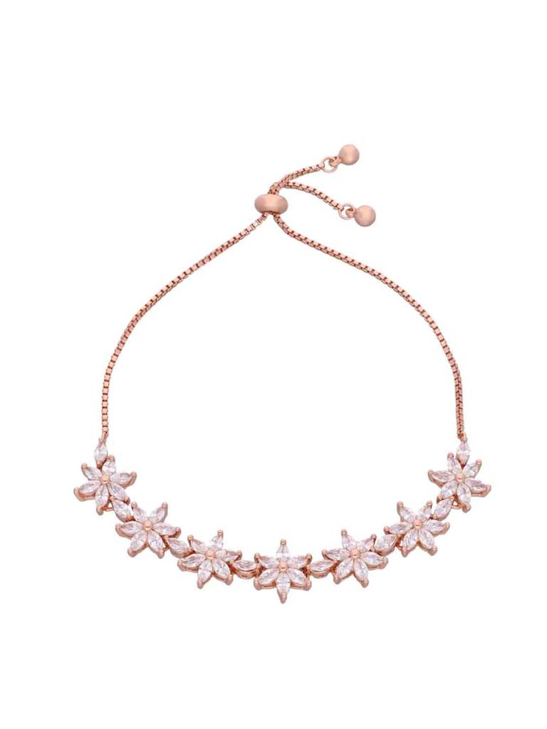 Sterling Silver Rose Gold The Floral Edge Adjustable Bracelet : BRSL80-RG-NA