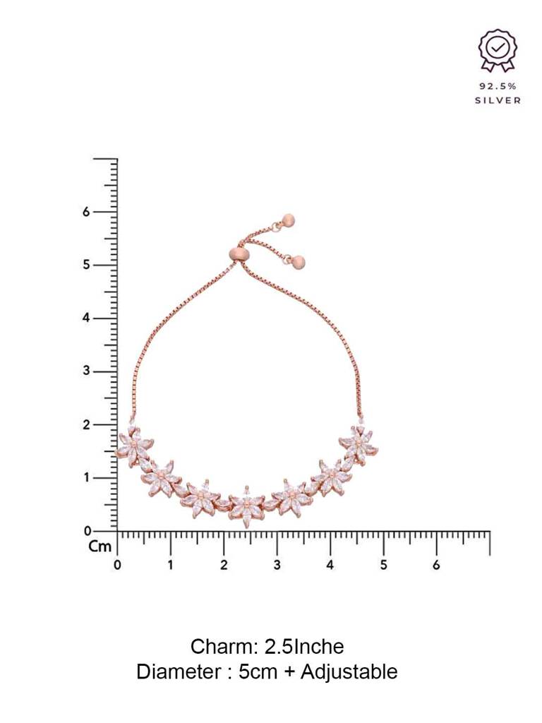 Sterling Silver Rose Gold The Floral Edge Adjustable Bracelet : BRSL80-RG-NA