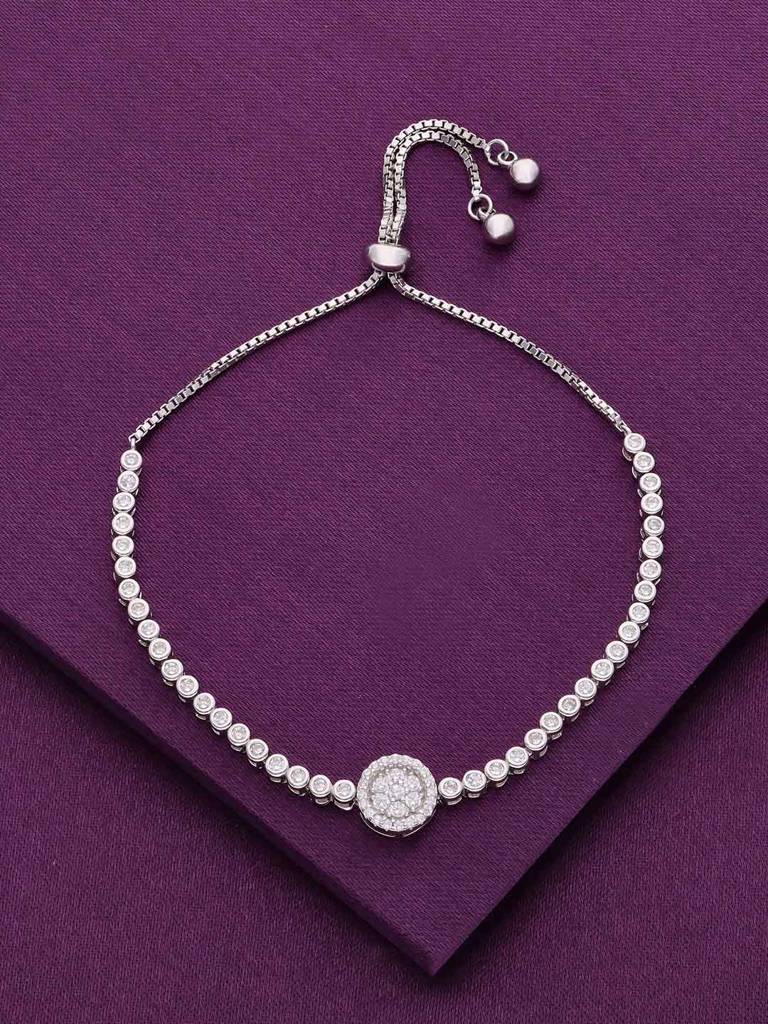 Sterling Silver Shining Diva Diamond Adjustable Bracelet : BRSL83-S-NA