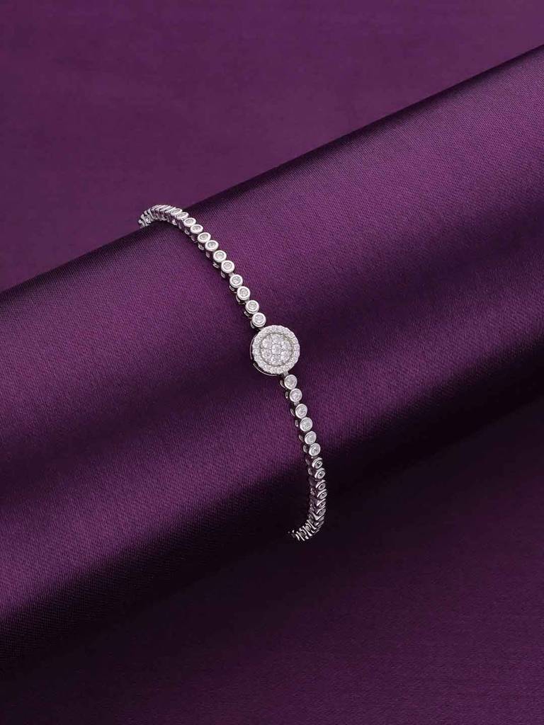 Sterling Silver Shining Diva Diamond Adjustable Bracelet : BRSL83-S-NA