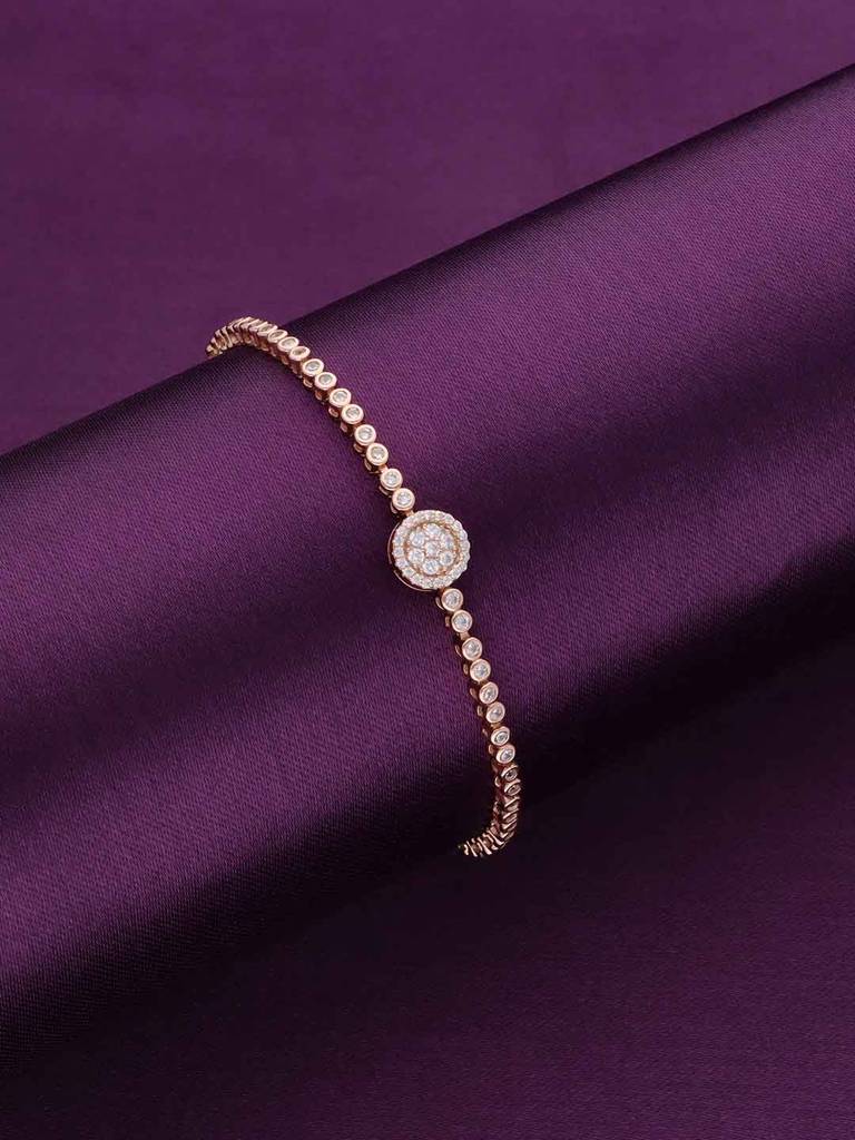 Sterling Silver Rose Gold Shining Diva Diamond Adjustable Bracelet : BRSL84-RG-NA