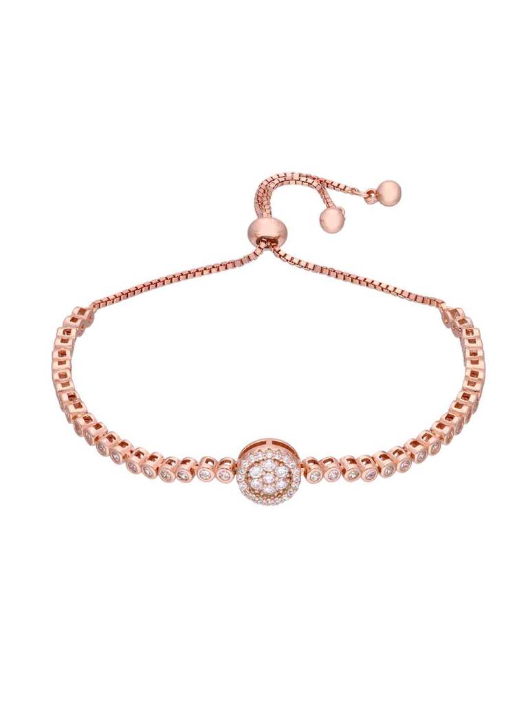 Sterling Silver Rose Gold Shining Diva Diamond Adjustable Bracelet : BRSL84-RG-NA