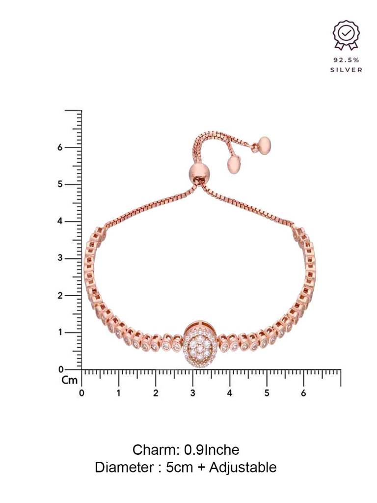 Sterling Silver Rose Gold Shining Diva Diamond Adjustable Bracelet : BRSL84-RG-NA