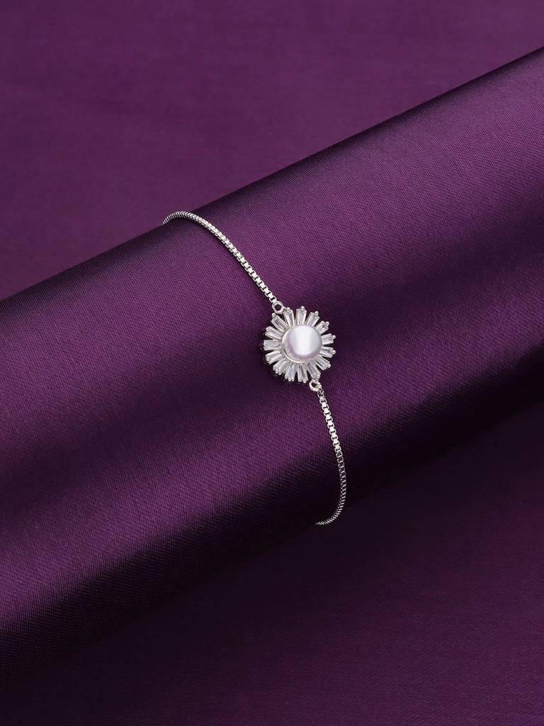 Sterling Silver The Floral Fusion Adjustable Bracelet : BRSL85-S-NA