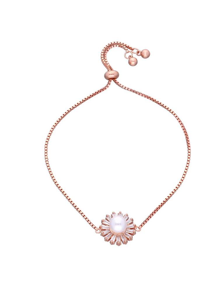 Sterling Silver Rose Gold The Floral Fusion Adjustable Bracelet : BRSL86-RG-NA