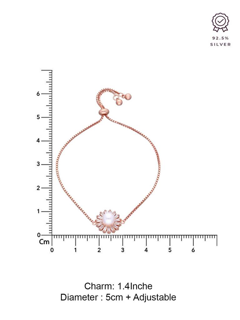 Sterling Silver Rose Gold The Floral Fusion Adjustable Bracelet : BRSL86-RG-NA