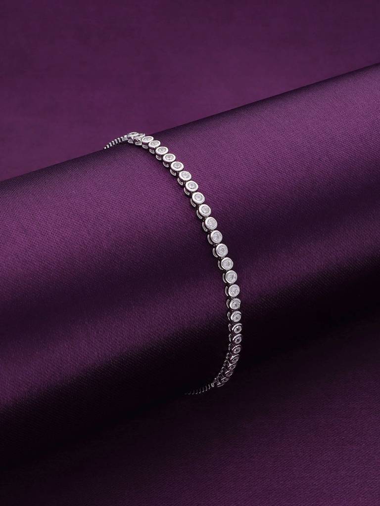 Sterling Silver Classic Solitaire Adjustable Bracelet : BRSL87-S-NA