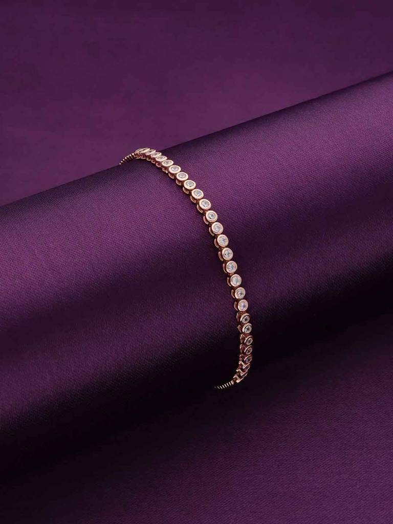 Sterling Silver Rose Gold Classic Solitaire Adjustable Bracelet : BRSL88-RG-NA
