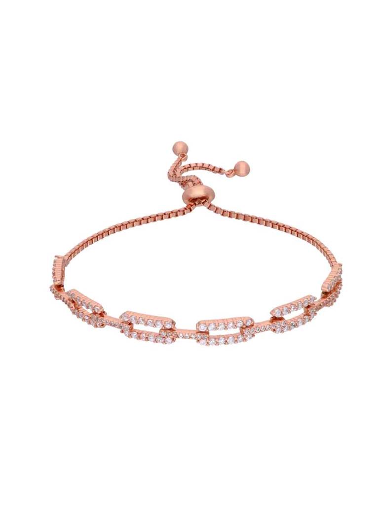 Sterling Silver Rose Gold Double Bar Link Adjustable Bracelet : BRSL92-RG-NA