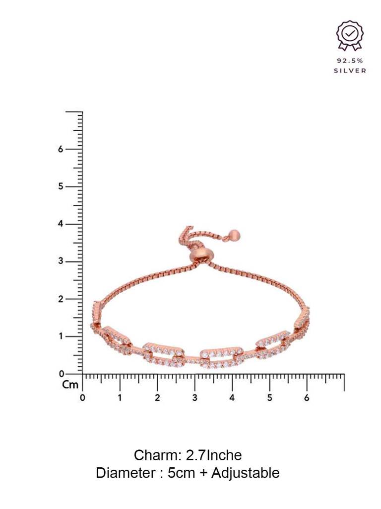 Sterling Silver Rose Gold Double Bar Link Adjustable Bracelet : BRSL92-RG-NA