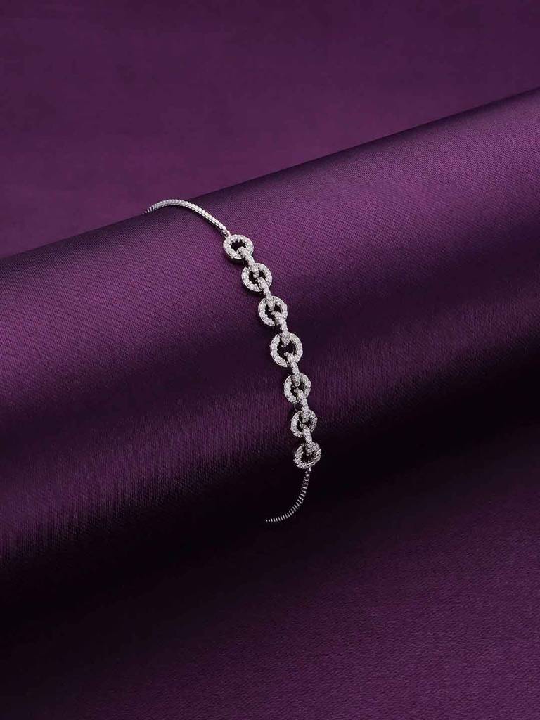 Sterling Silver Exquisite Circular Link Adjustable Bracelet : BRSL94-S-NA