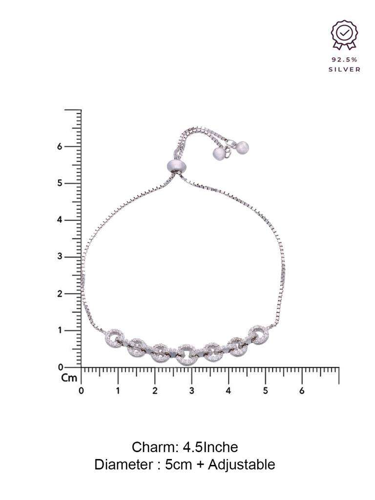 Sterling Silver Exquisite Circular Link Adjustable Bracelet : BRSL94-S-NA
