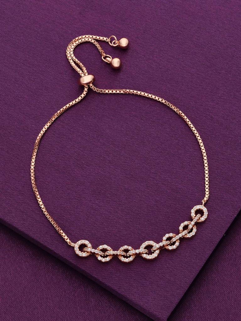 Sterling Silver Rose Gold Exquisite Circular Link Adjustable Bracelet : BRSL95-RG-NA