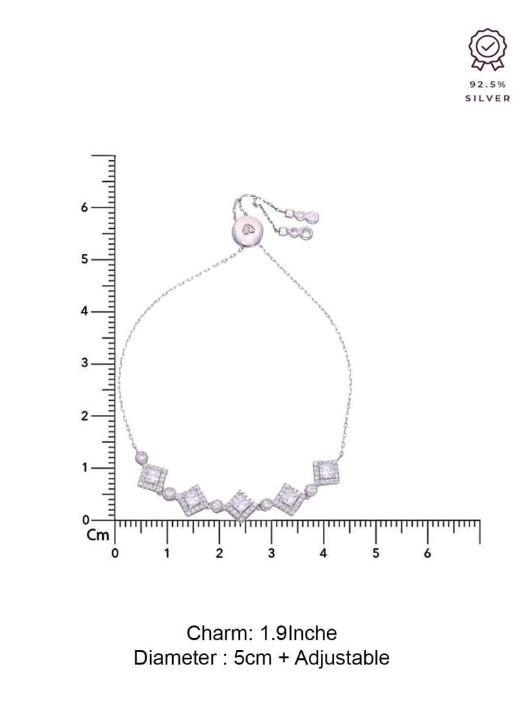 Sterling Silver Princess Cut Diamond Tennis Adjustable Bracelet : BRSL98-S-NA