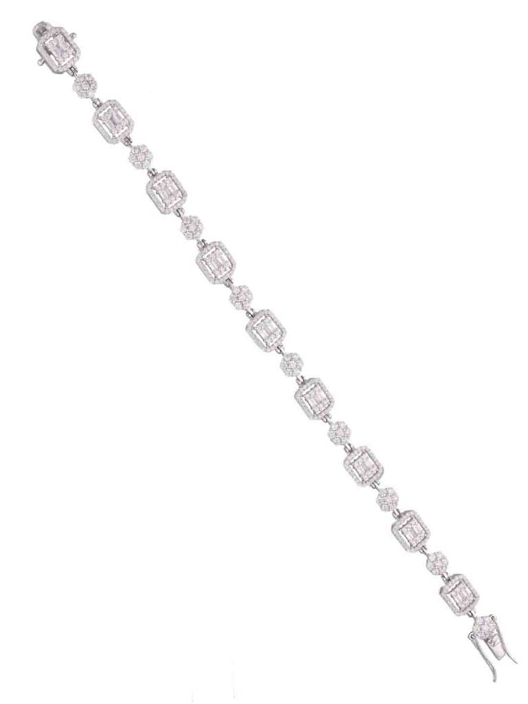 Blooming Diamante Boxes Tennis Bracelet : BRTN103-S-NA