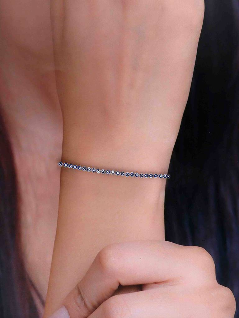 925 Silver Elegant Evil Eye Bracelet : BRTN129-S-NA