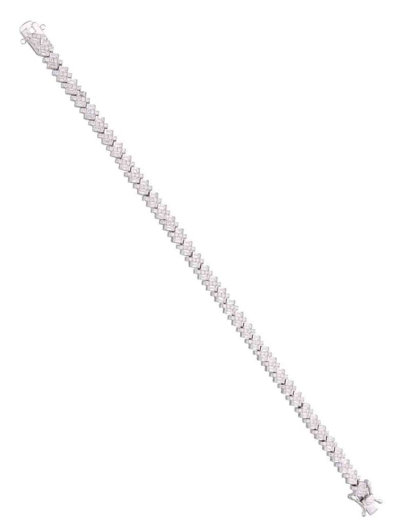 Charming Cuban Cut Zircon Silver Tennis Bracelet : BRTN35-S-NA
