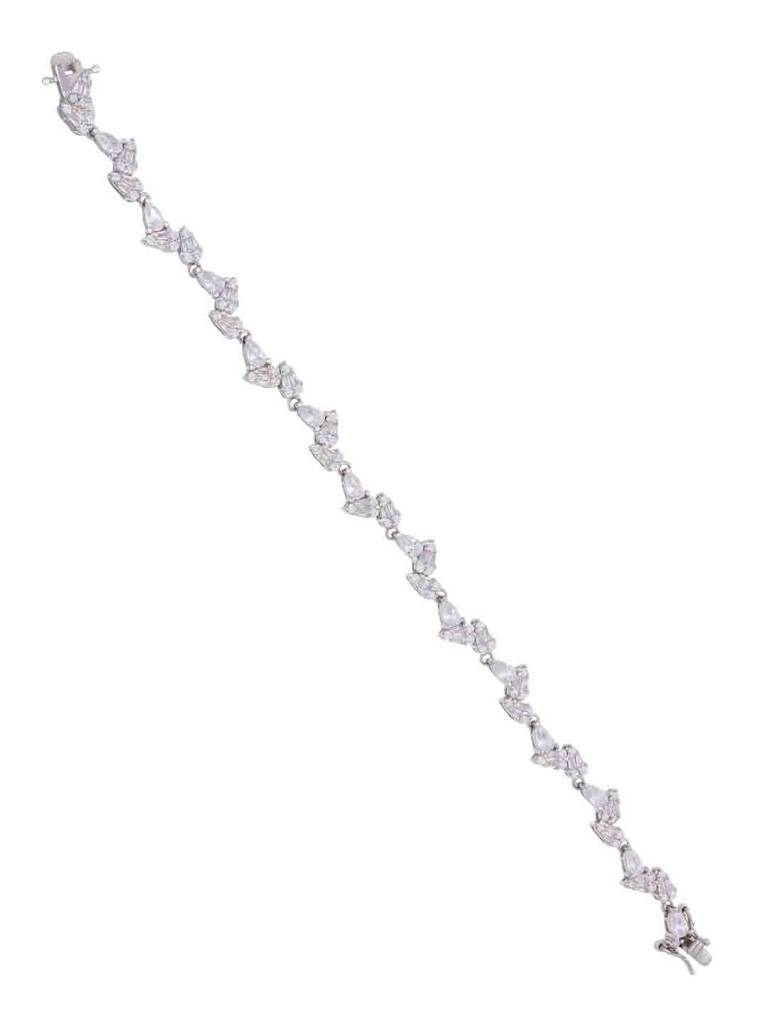 Trendy Leaf Silver Tennis Bracelet : BRTN57-S-NA