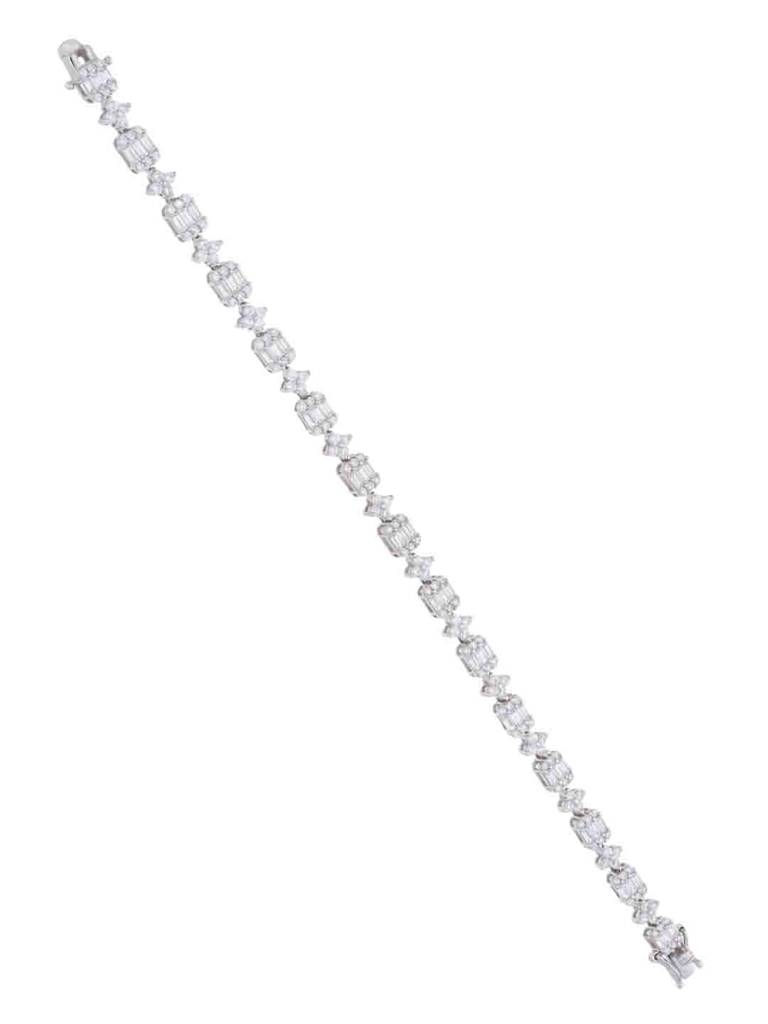 Treasure Of Baguettes Silver Tennis Bracelet : BRTN61-S-NA