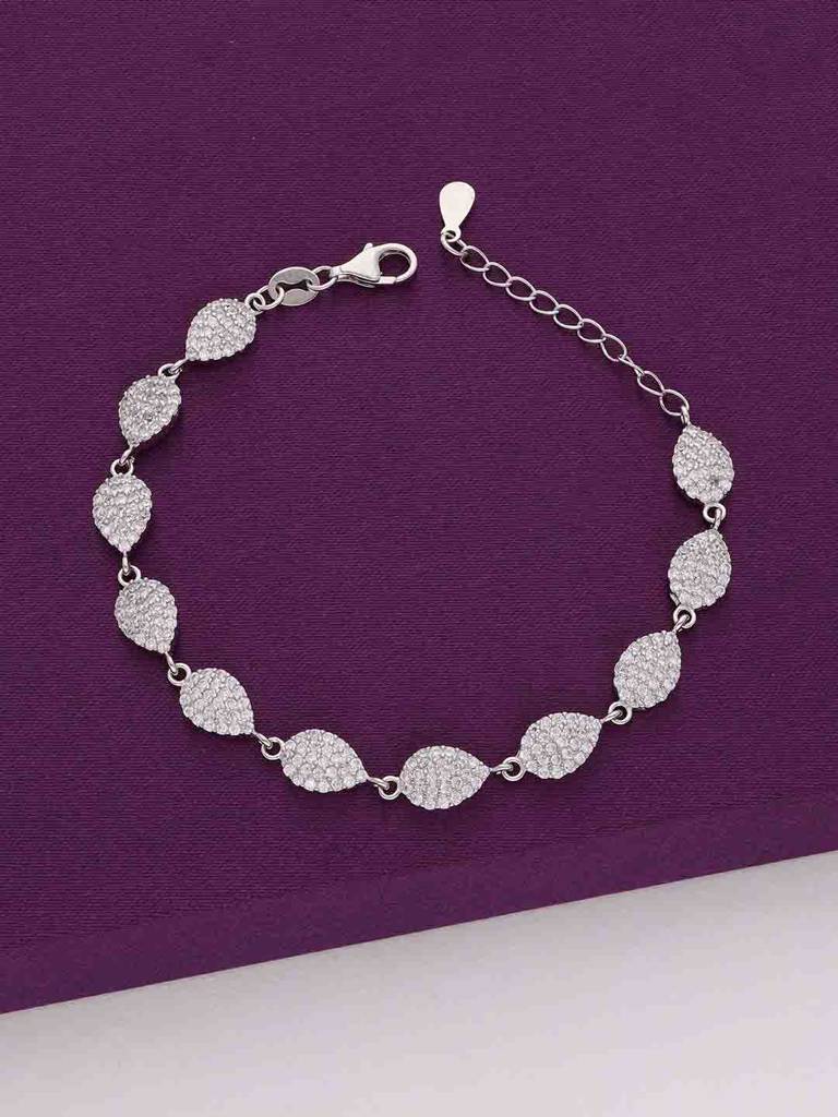 Bedazzling Zircon Studded Pears Silver Tennis Bracelet : BRTN67-S-NA