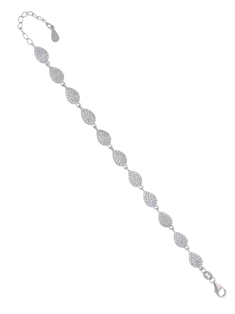 Bedazzling Zircon Studded Pears Silver Tennis Bracelet : BRTN67-S-NA